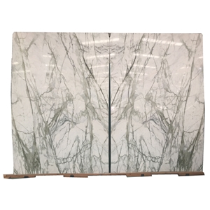 Clivia White Marble Tiles Slabs with Green Vein