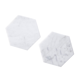 Coffee Drink Hot Hexagon White Marble Coaster