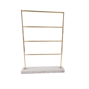 Gold Color Metal Jewelry Shelf with Carrara White