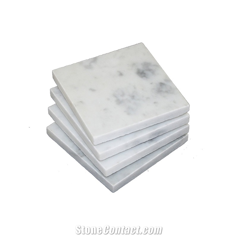 Hot Sale Square White Carrara Marble Coasters