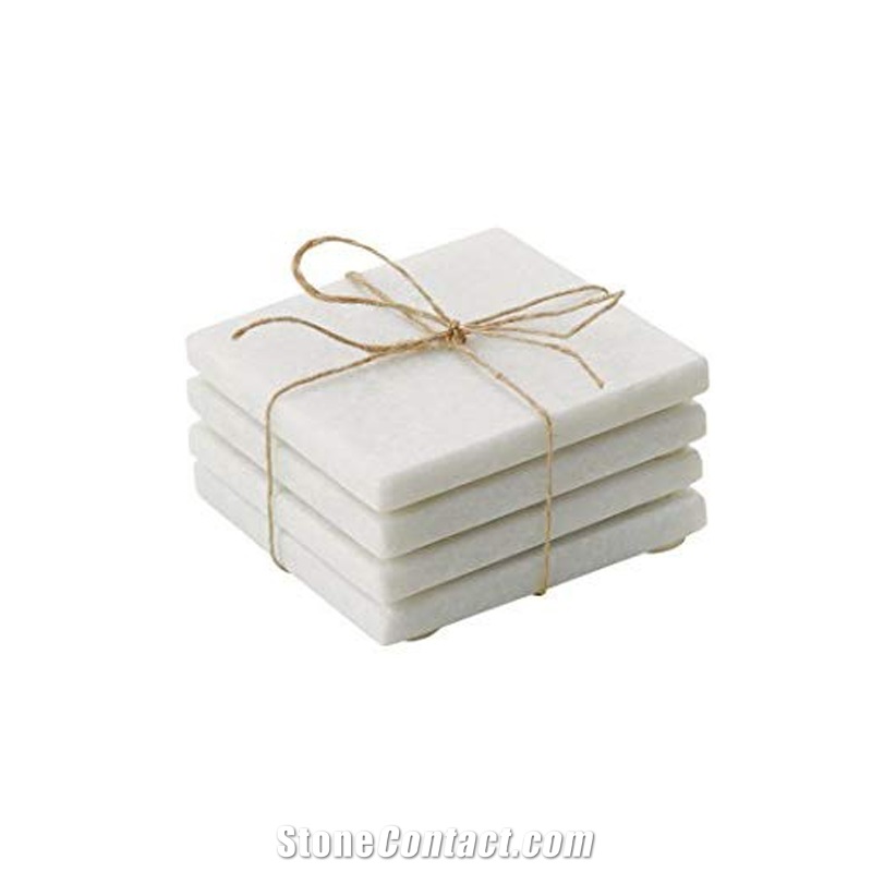 Hot Sale White Marble Square Coaster for Home Deco