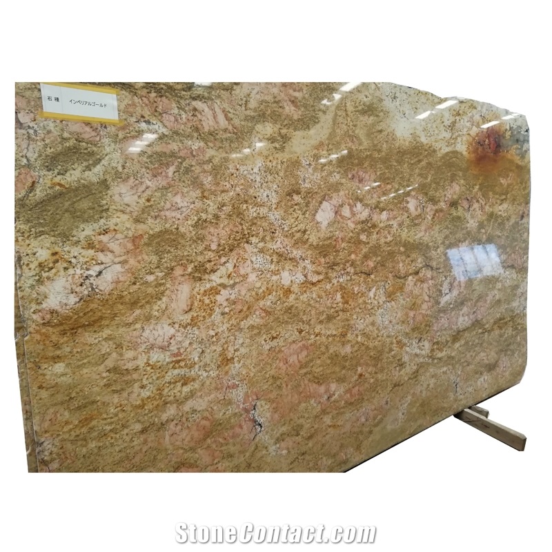 Indian Imperial Gold Granite Slabs with Pink Veins