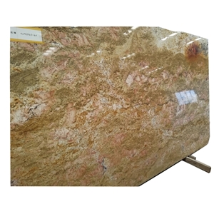 Indian Imperial Gold Granite Slabs with Pink Veins