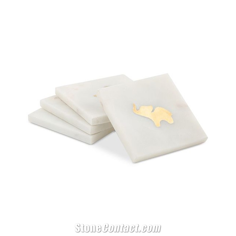 Low Price White Square Marble Coasters Wholesale