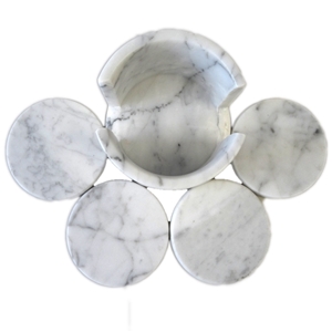 Natural White Carrara Marble Round Coasters