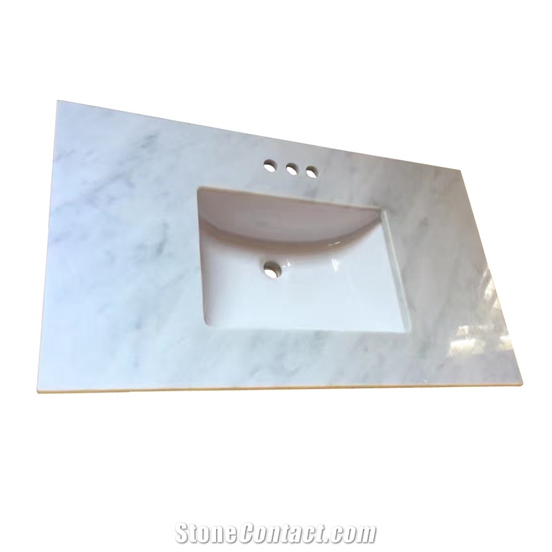 Polished Blanco Carrara White Marble Counter Tops