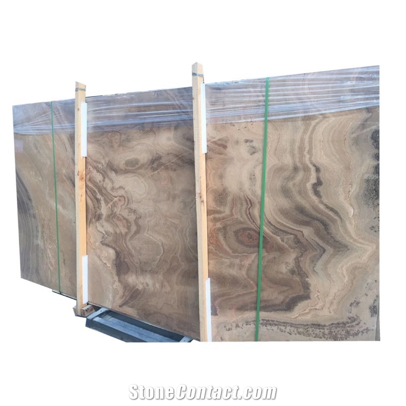 Polished Wooden Yellow Marble Slabs for Floor