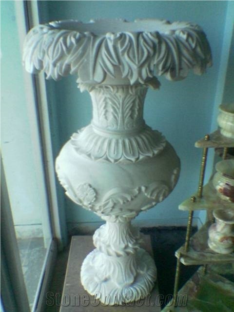 Makrana White Marble Flower Pot