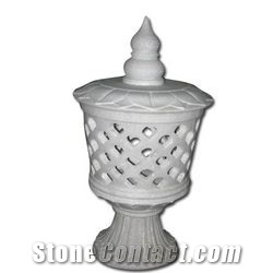Makrana White Marble Flower Pot