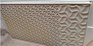 Mint White Sandstone Cnc Wall Relief Anels