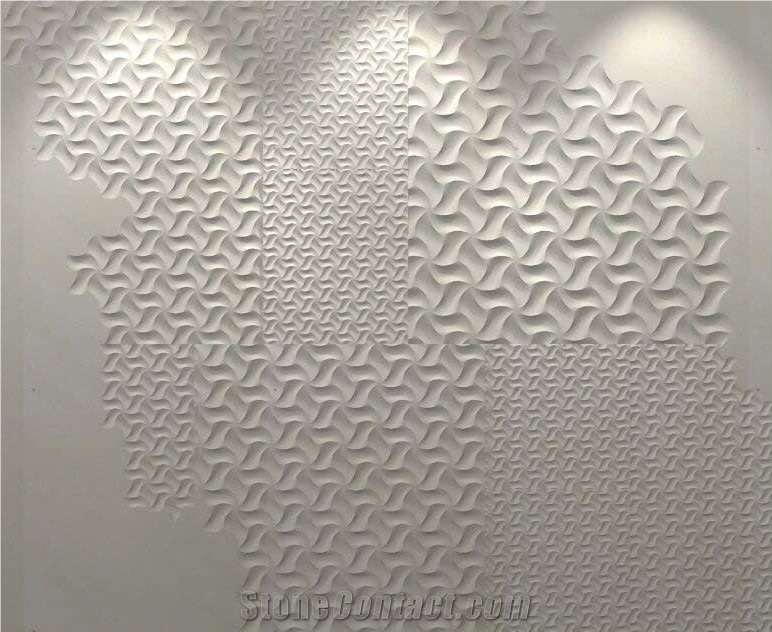 Mint White Sandstone Cnc Wall Relief Anels