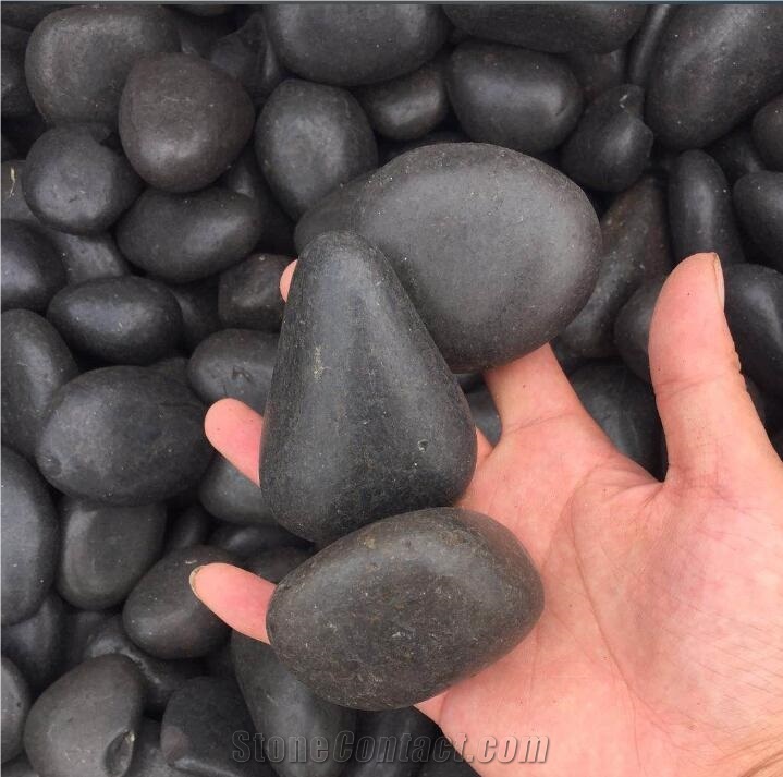 Cheap Polished Black River Stone Pebbles