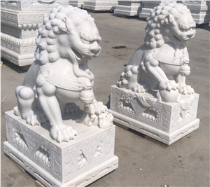 China Stone Marble Lion Animal Statues for Outdoor