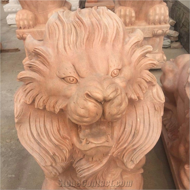 Marble Lion Carving for Garden Decoration