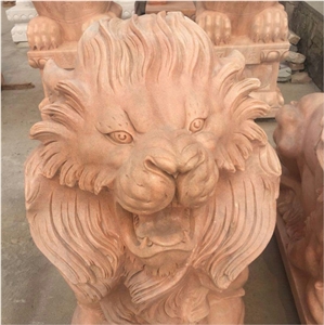 Marble Lion Carving for Garden Decoration