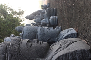 Indonesia Grey Basalt Budha Sculpture