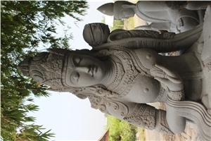 Indonesia Grey Basalt Budha Sculpture