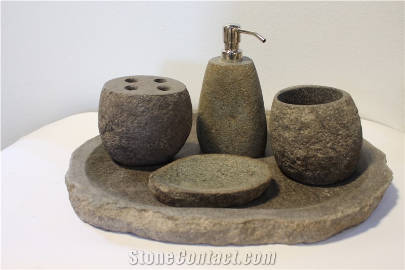 Stone Bathroom Set And Soap Dispenser