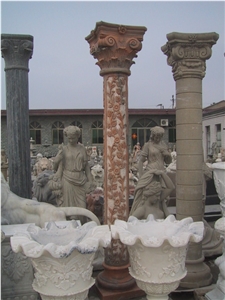 Beige Travertine Hallow Column Pillar Capitals