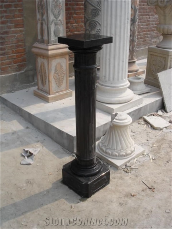 Beige Travertine Hallow Column Pillar Capitals
