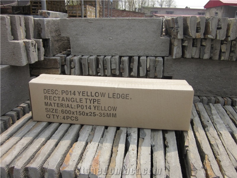 P014 Beige Slate Meshed Cement Stacked Ledge Stone