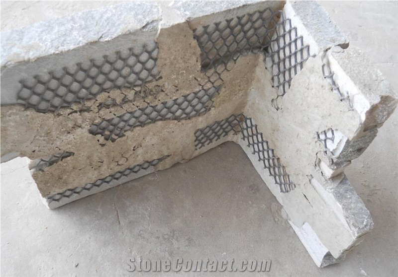 P014 Beige Slate Meshed Cement Stacked Ledge Stone