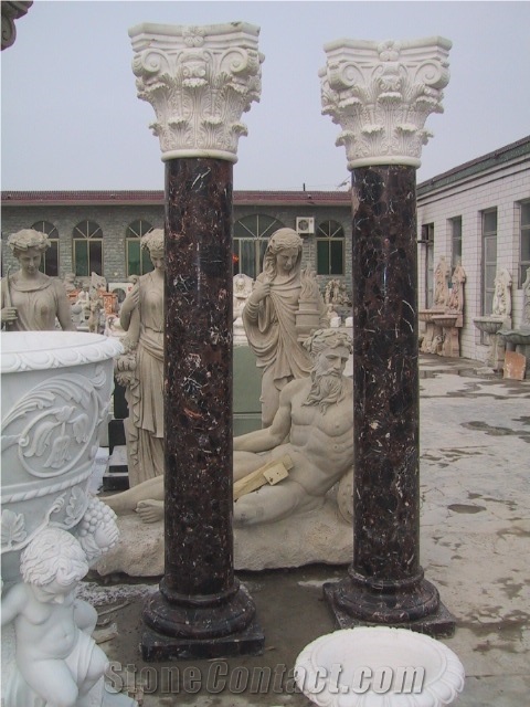 Roman Marble Cast Columns Hollow Pillars Capitals