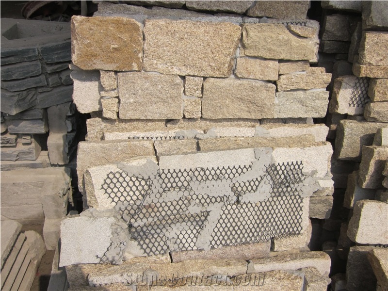 Tiger Skin Meshed Cement Stacked Corner Stone