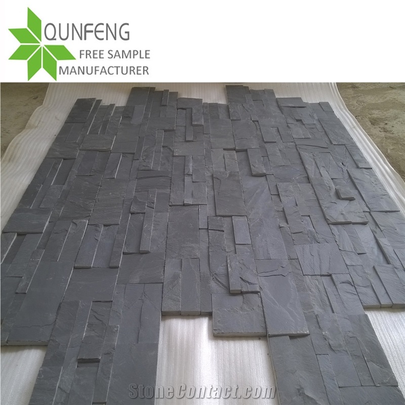 China Black Slate Veneer Panel Stack Stone