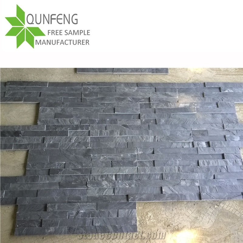 China Black Slate Wall Split Stacked Stone Veneer