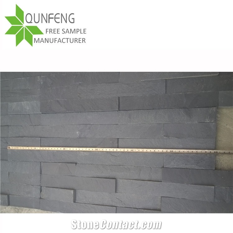 China Black Split Slate Wall Panel Culture Stone