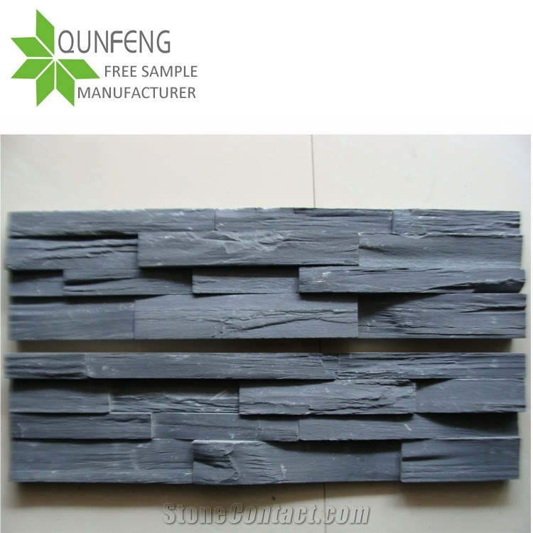 China Slate Wall Panel Black Stacked Stone Veneer