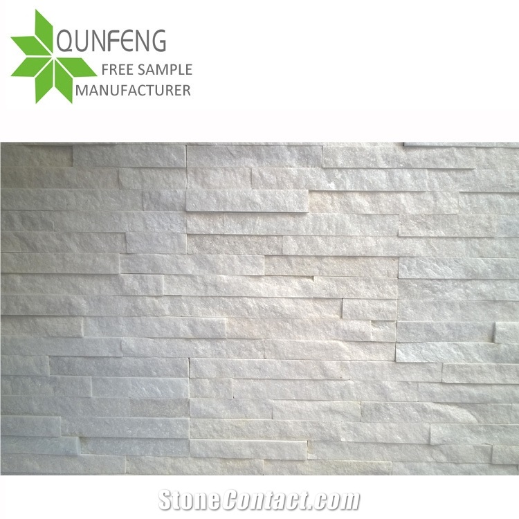 White Quartzite Wall Cladding Panel Stacked Stone