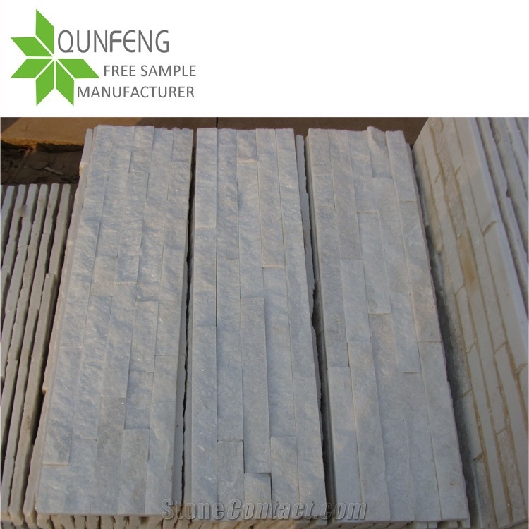 White Stack Stone Quartzite Wall Cladding Panels