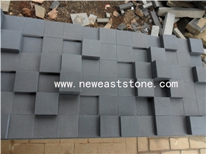 Indoor Black Basalt Honed Cube Stone Wall Panels