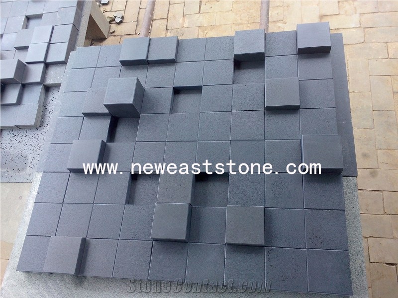 Interior Honed Lava Cube Stone Background Wall