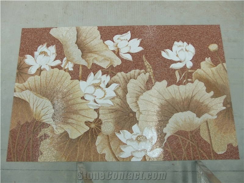 Marble Mosaic Art Lotus Flower Medallions for Wall