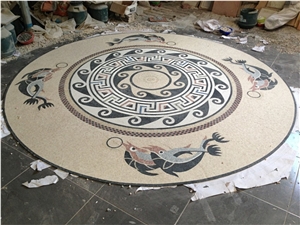 Marble Mosaics Art,Dolphin Round Medallion,Carpet