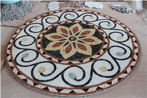 Marble Mosaics Arts Medallions with Round Carpet