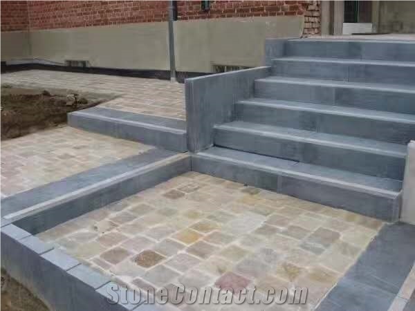 China Blue Limestone Steps Stair Paving