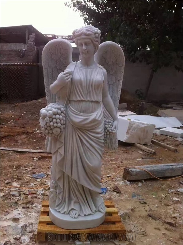 China White Marble Angel Sculptures Handcrafts