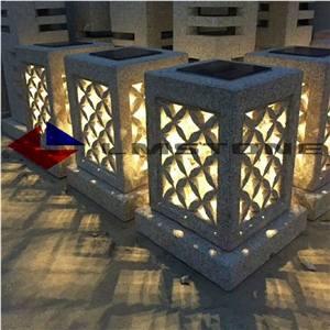 Granite Carved Solar Energy Lantern