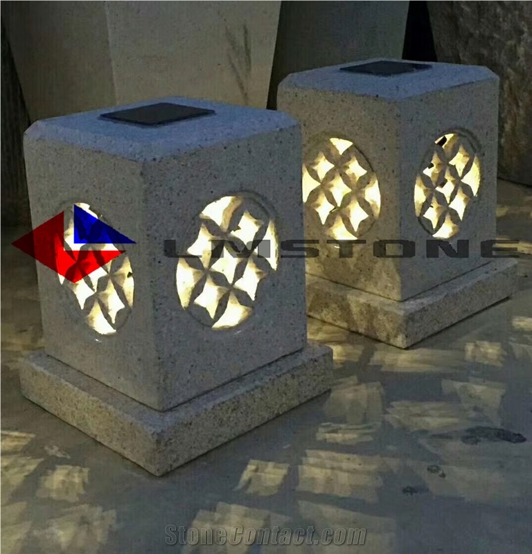 Granite Carved Solar Energy Lantern