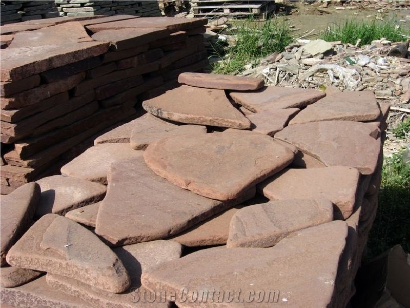 Sandstone Red, Rounded Landscaping Stones, Flagstone