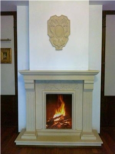 Light Velvet Limestone Fireplace