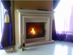 Light Velvet Limestone Fireplace