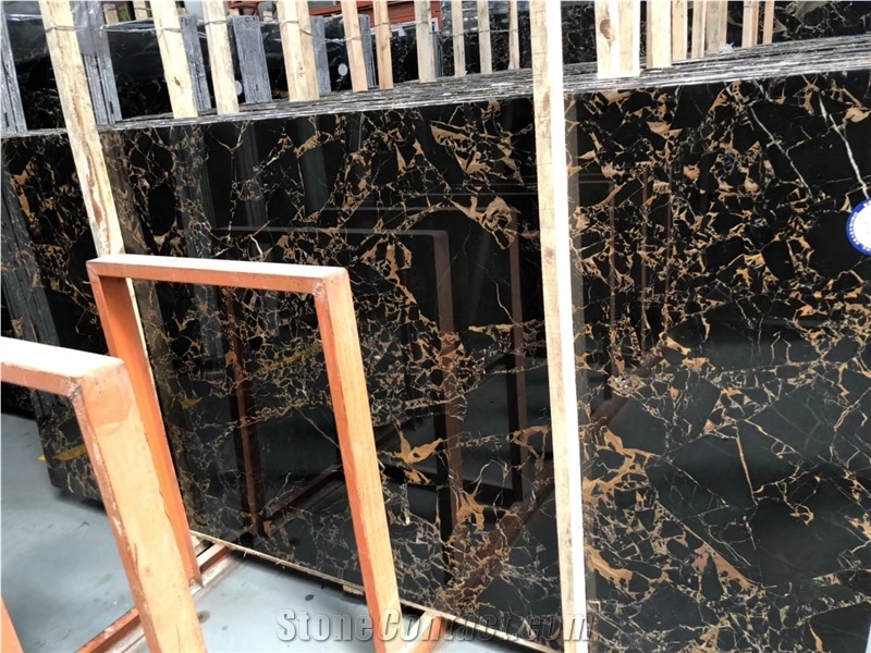 Golden Protato Marble Black Stone Slabs Tiles Wall