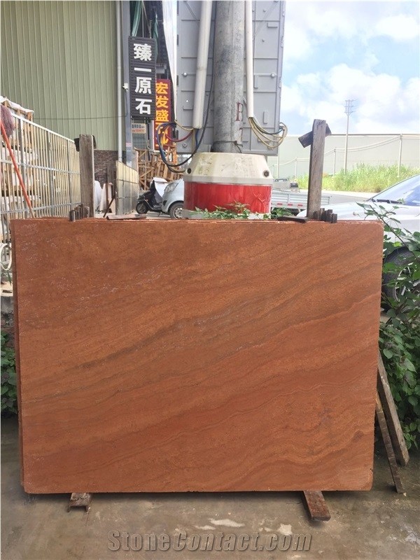 China Red Wood Marble Walling Slabs & Tiles