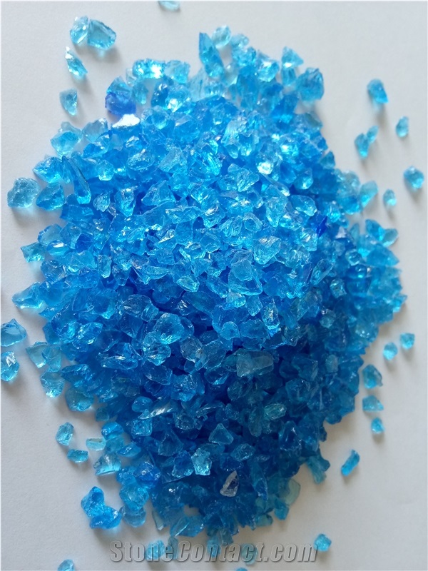 G06 Crushed Glass Glass Chips-Ocean Blue