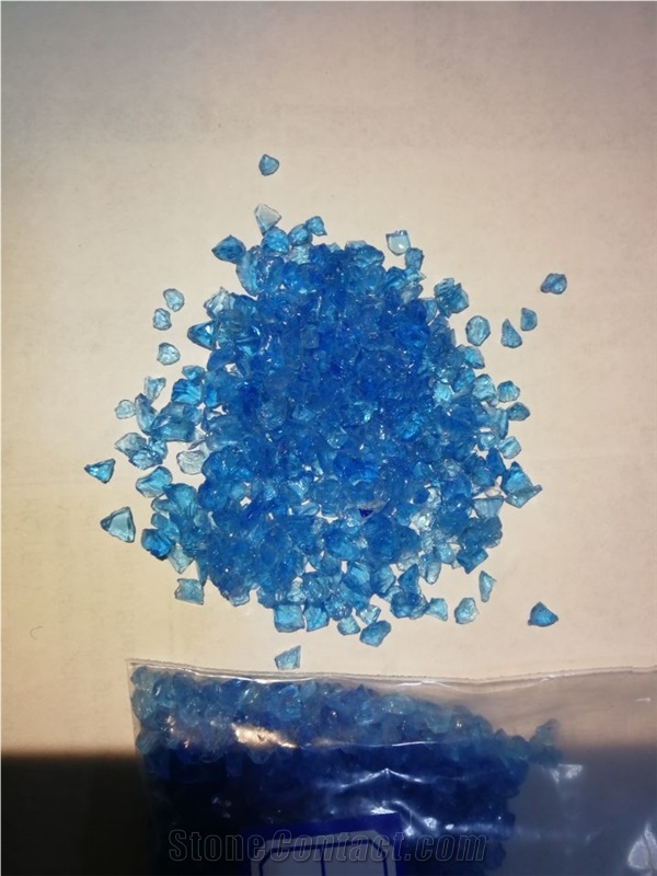 G06 Crushed Glass Glass Chips-Ocean Blue